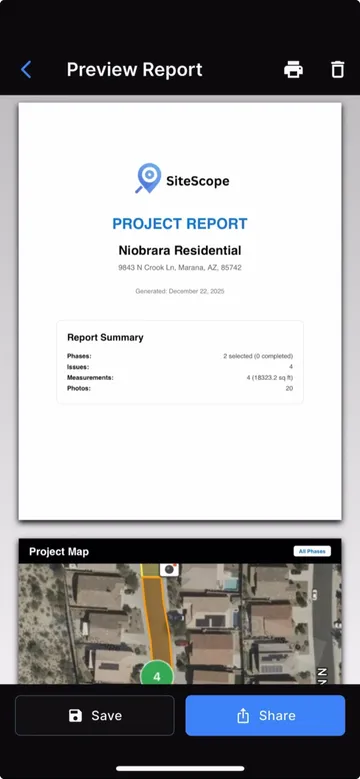 Preview and share report