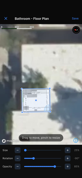 Floor plan overlay on mobile