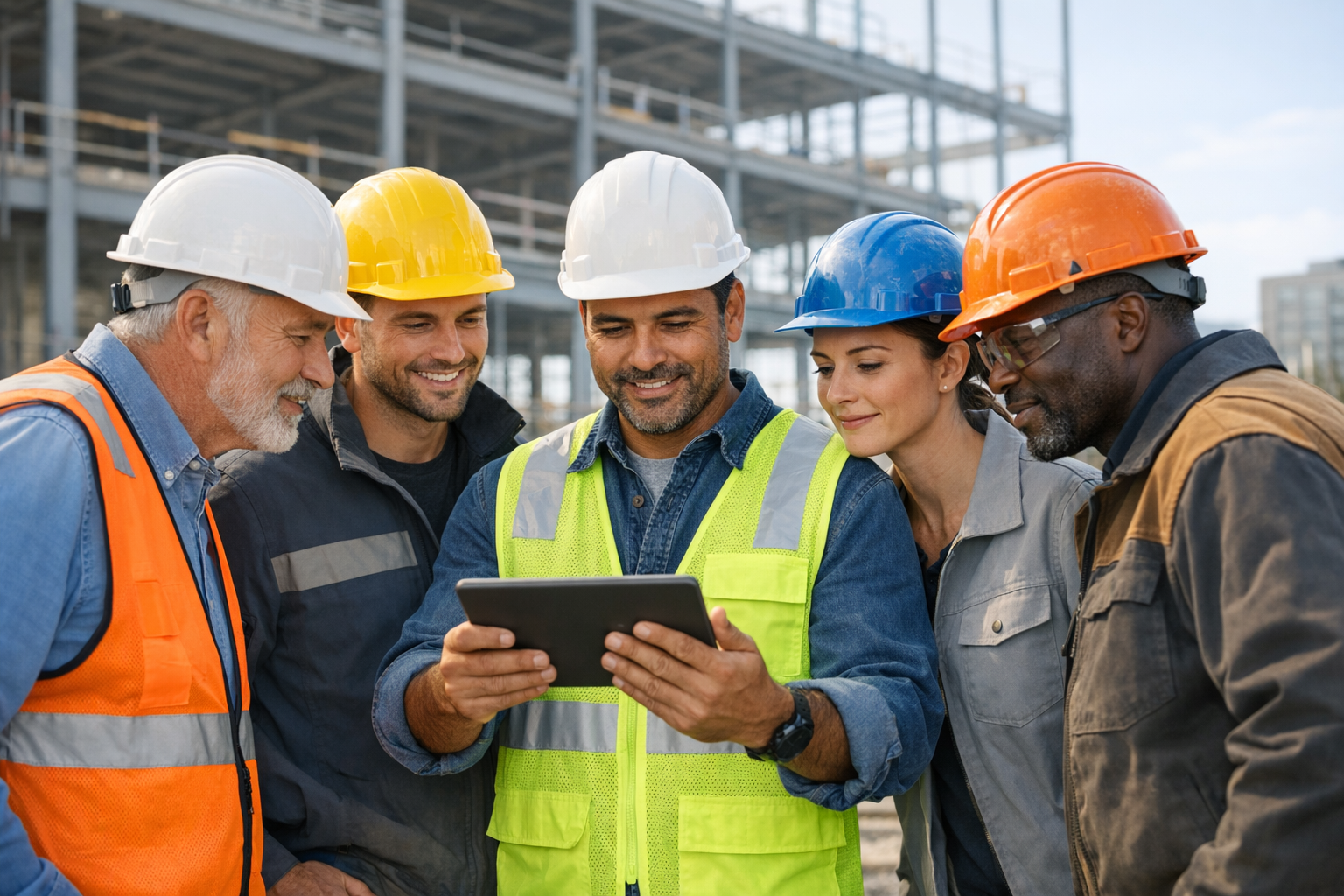 Construction workers on job site