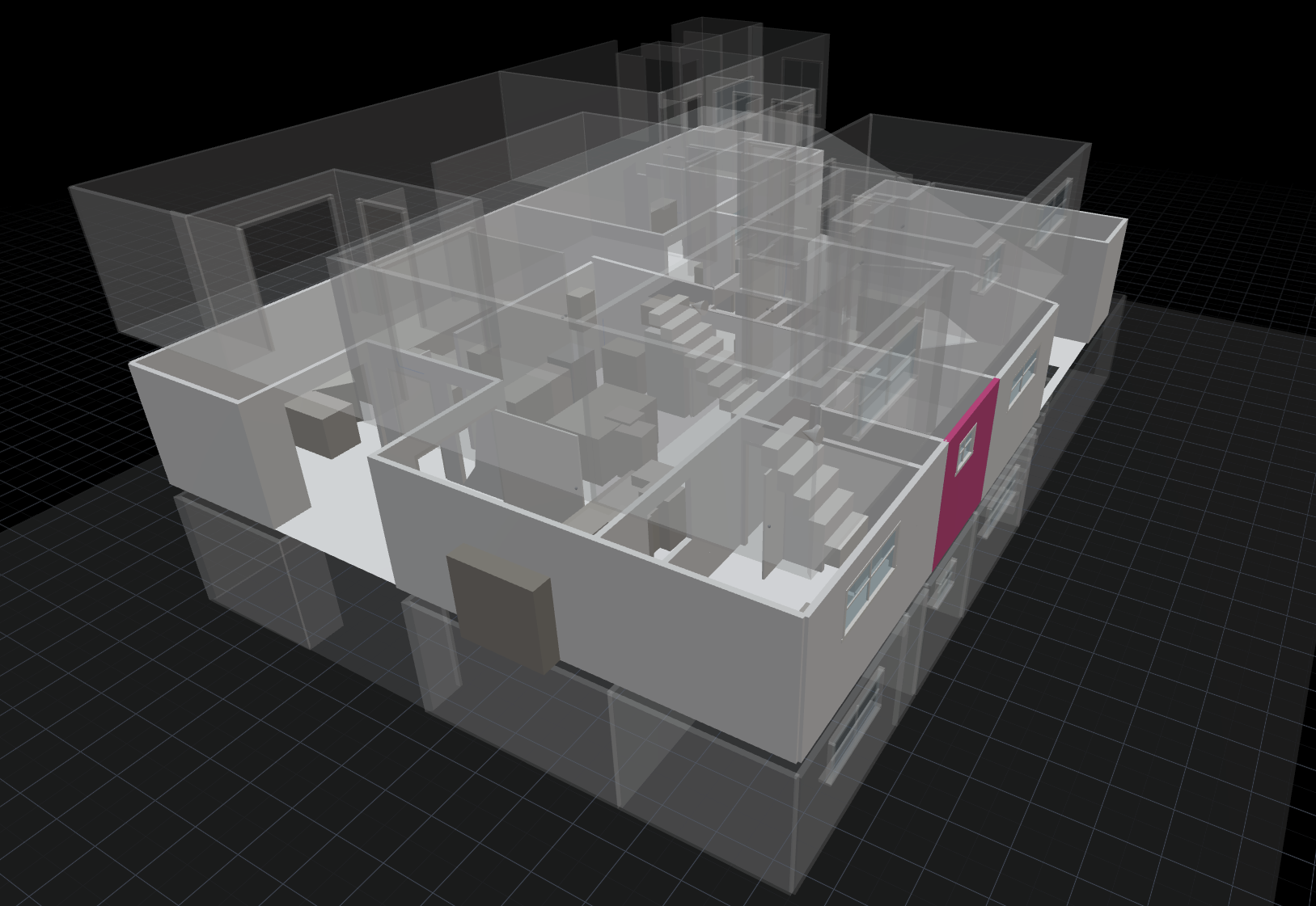 3D model of a multi-story building in the SiteScope editor