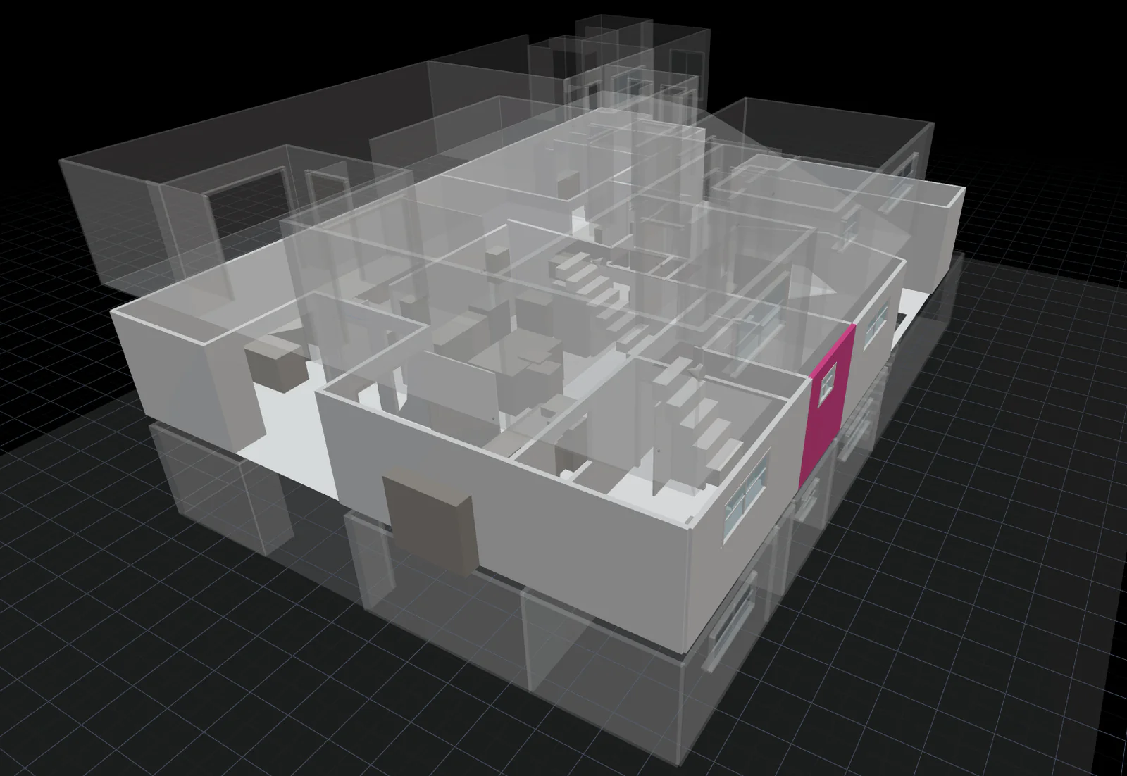 3D model of a multi-story building in the SiteScope editor