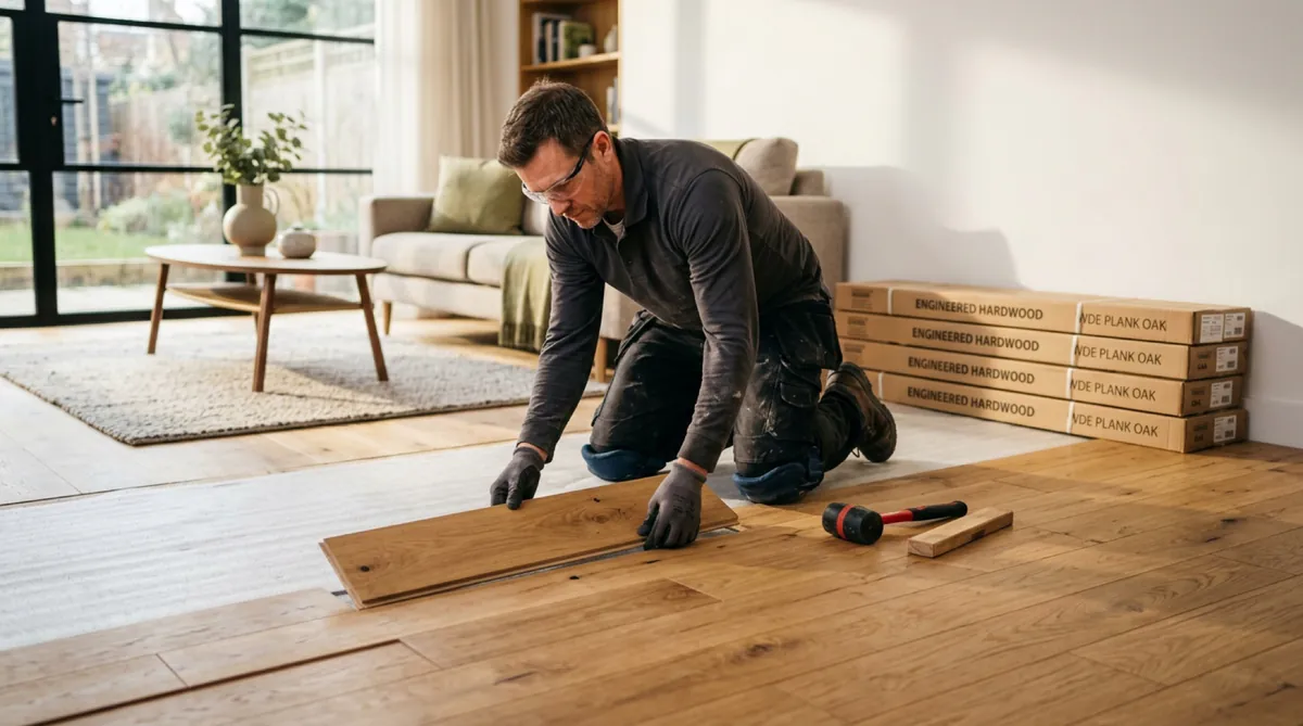 Flooring installed in an interior room